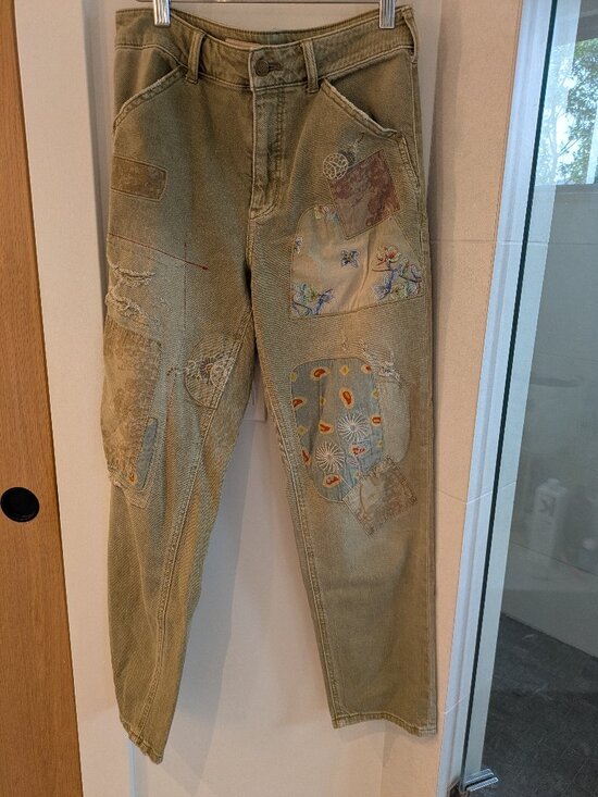 Pilcro and the Letterpress Pants - Pilcro The Wanderer Barrel Pants from Anthropologie Sage Green Size 28